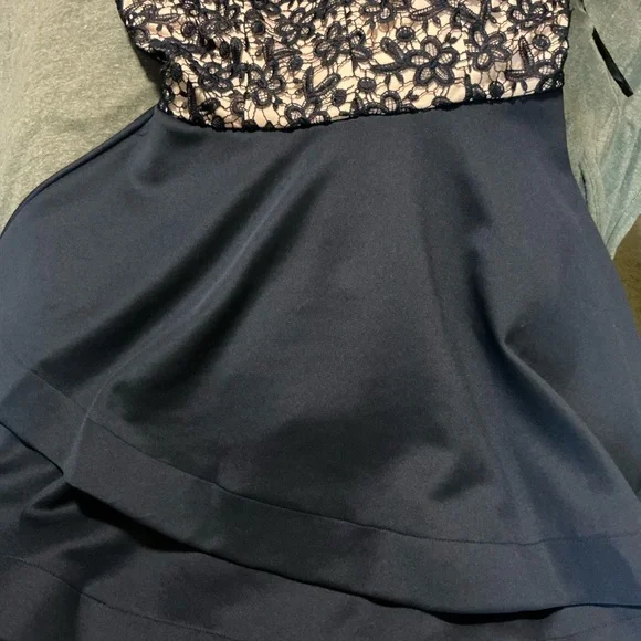 Navy‎ Lace Overlay Dress - Picture 12 of 13